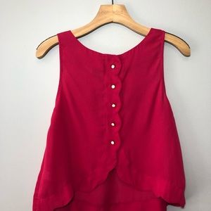 Fuchsia color Scalloped Sleeveless Top size small